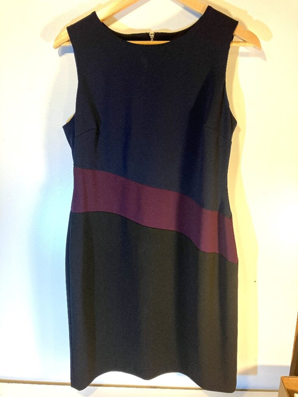 TOMMY HILFIGER Colorblock Navy/Black/Maroon Sleeveless Dress.  Size 12.